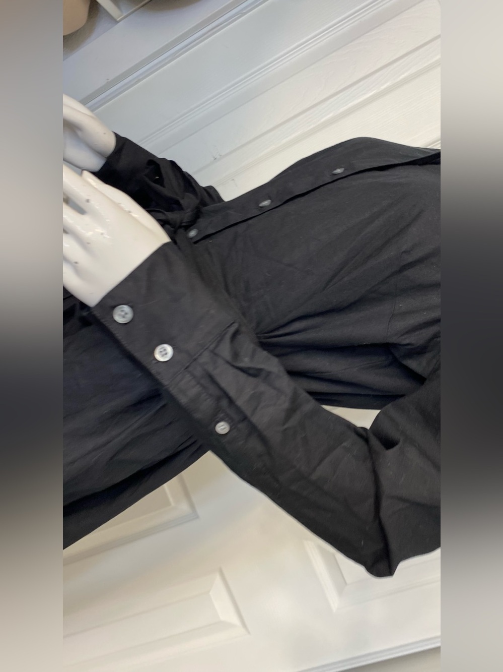 J. Crew Black Long-Sleeve Button-Front Shirt Dress with Waist Tie - Picture 6 of 13